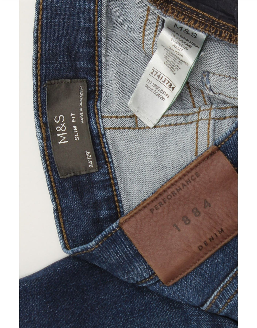 Marks & Spencer Herre Slim Jeans W34 L29 Blå Bomuld