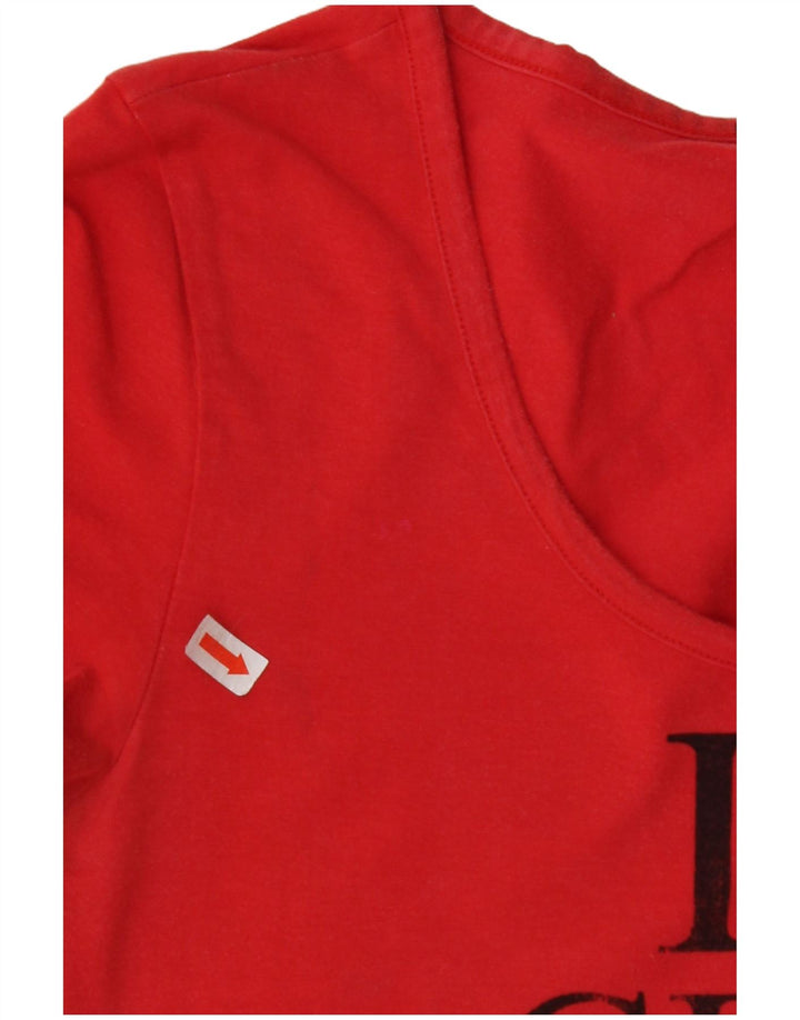 GUESS Grafisk T-shirt top til kvinder UK 12 Medium rød bomuld