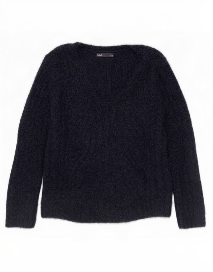Marks & Spencer Dame V-hals sweater UK 14 Medium Navy Blue