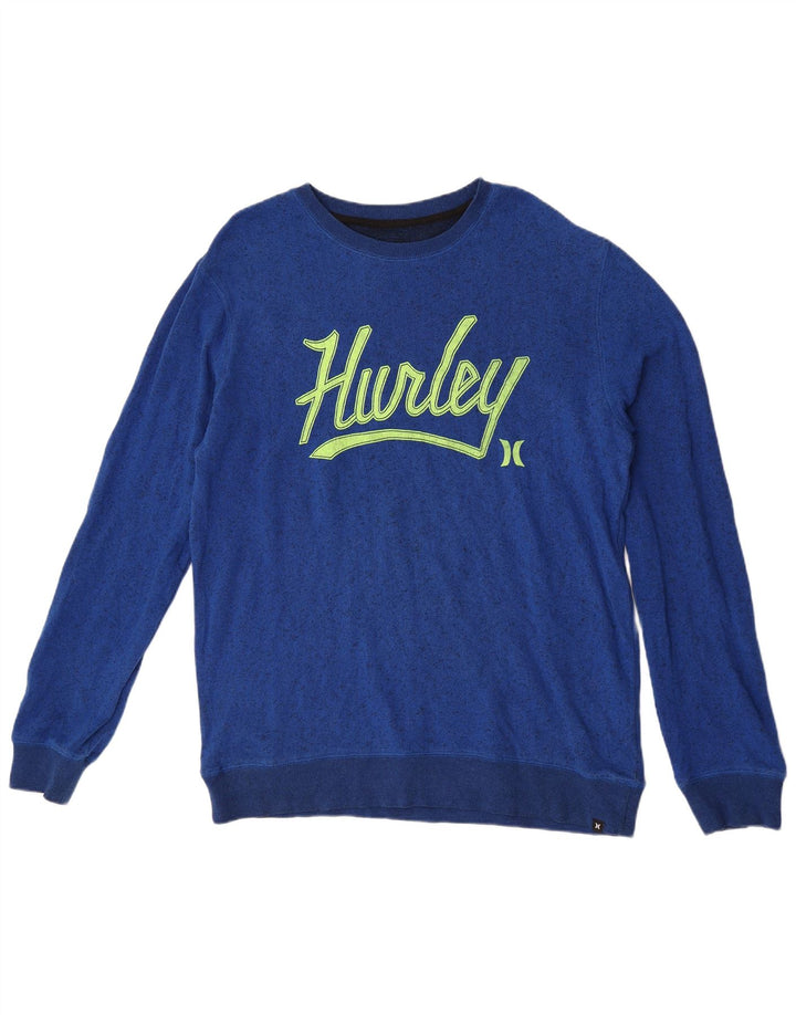 Hurley Herre Grafisk Sweatshirt Jumper XL Blå Flecked Bomuld
