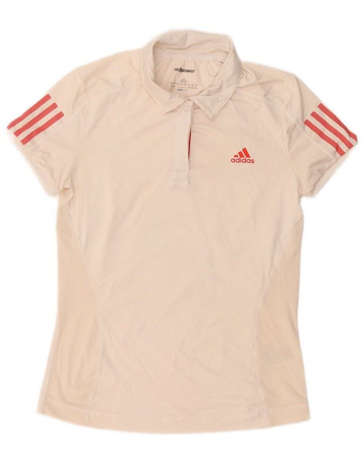 Adidas Dame Climacool Polo Shirt UK 12/14 Medium White Polyester