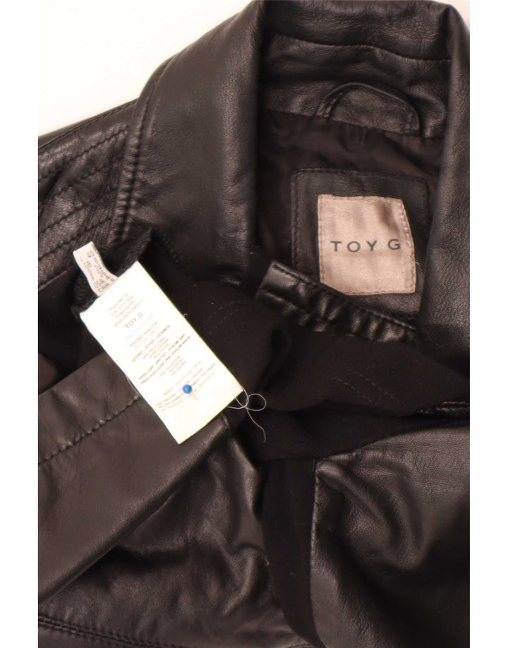 Toy G Womens Crop Læder Biker Jacket UK 8 Lille sort læder