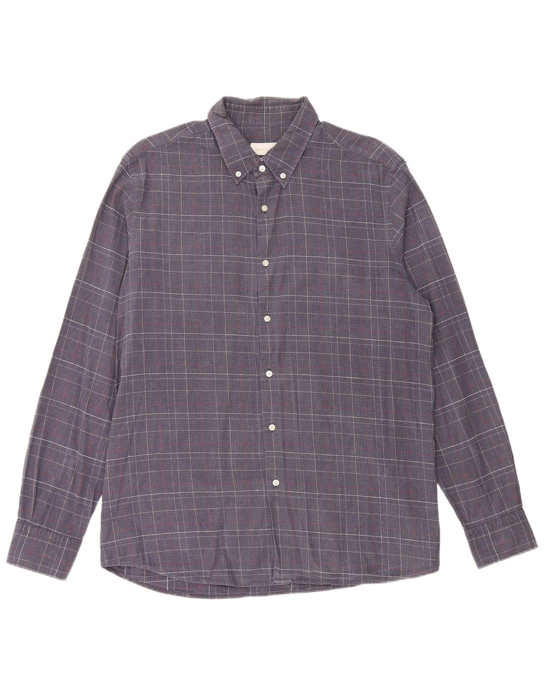 MASSIMO DUTTI Herreskjorte XL Marineblå Houndstooth Bomuld