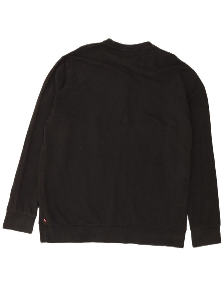 LEVI'S Mens Standard Fit Graphic Sweatshirt Jumper XL Black Cotton