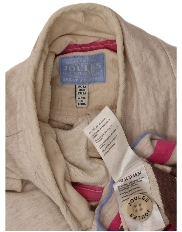 JOULES Womens Button Neck Sweatshirt Jumper UK 12 Medium Grey Striped
