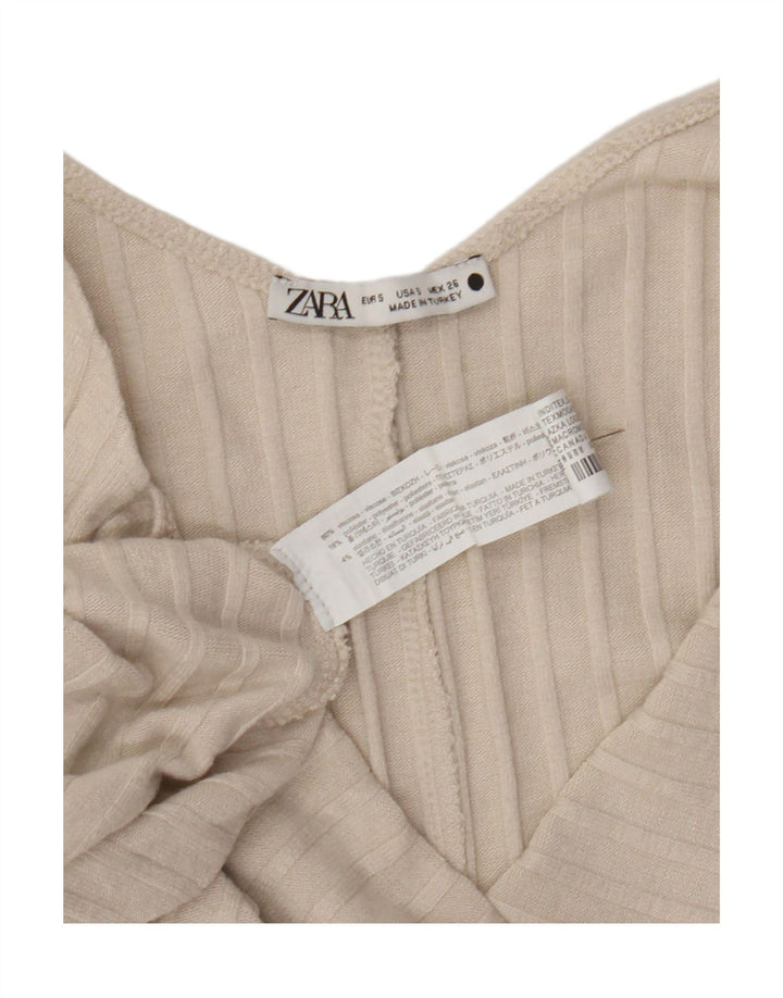 Zara Womens Slip Dress UK 10 Small Beige Viscose