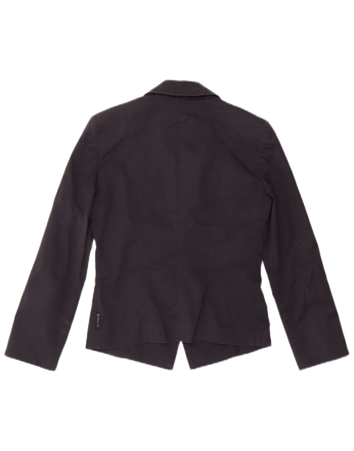 ARMANI Dame Crop 2 Button Blazer Jacket US 4 Small Navy Blue Cotton