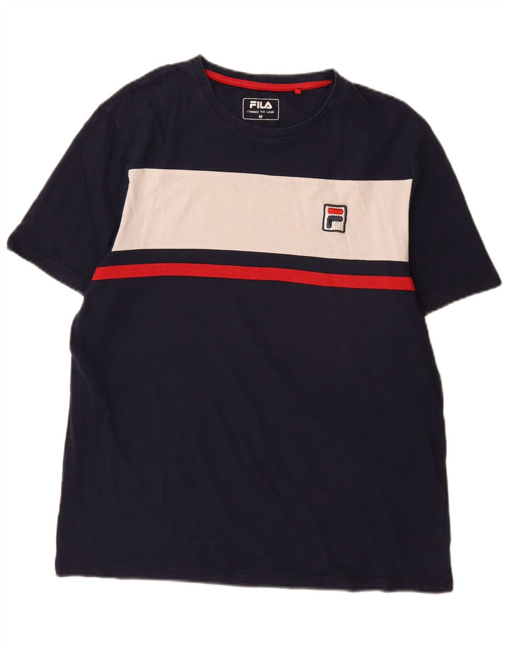 Fila Herre T-shirt Top Medium Marineblå Colourblock Bomuld