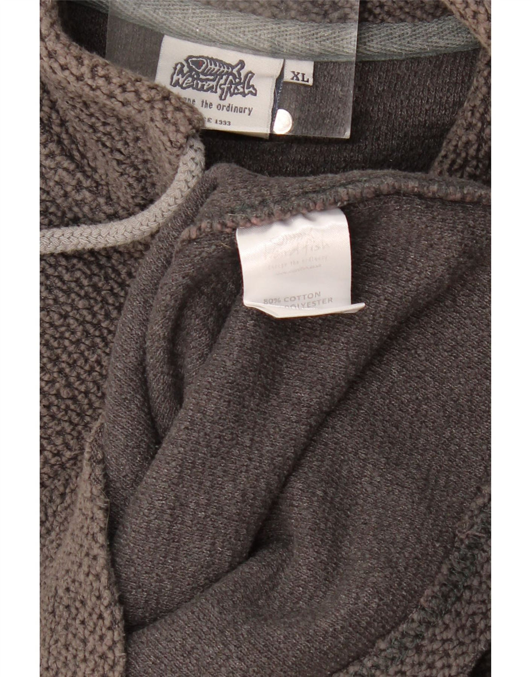 Weird Fish Herre Zip Neck Sweatshirt Jumper XL Grå Bomuld