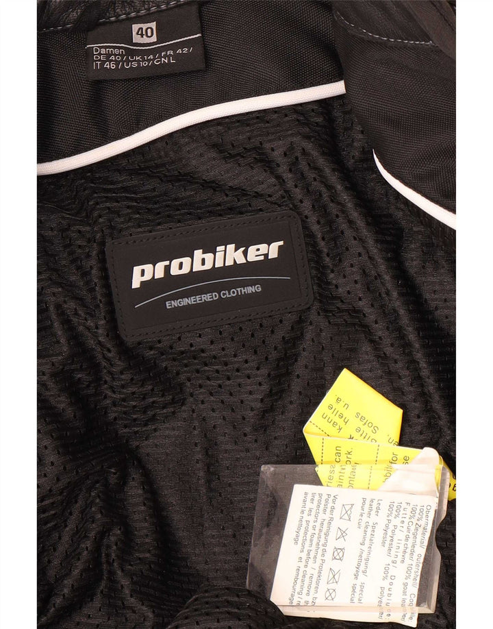 Probiker Womens Graphic Læder Racer Jacket UK 14 Large Black