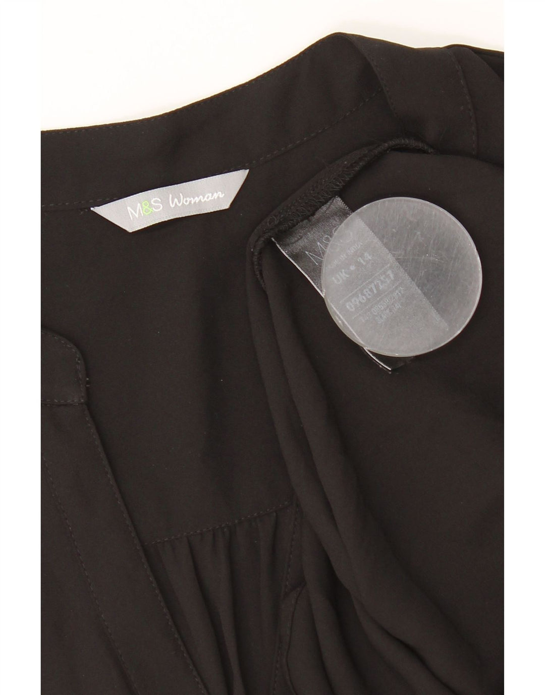 MARKS & SPENCER ærmeløs skjortebluse til kvinder UK 14 Large Black