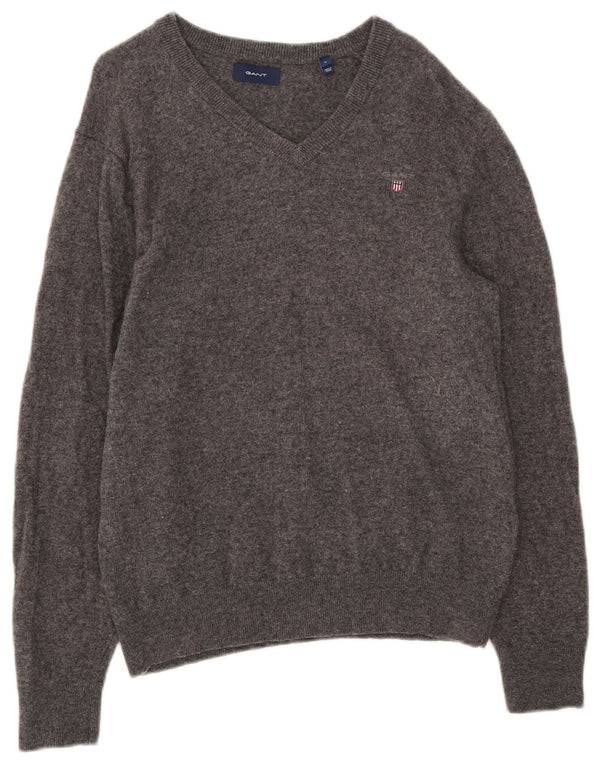 Gant Dame V-hals sweater UK 16 Stor Grå Uld