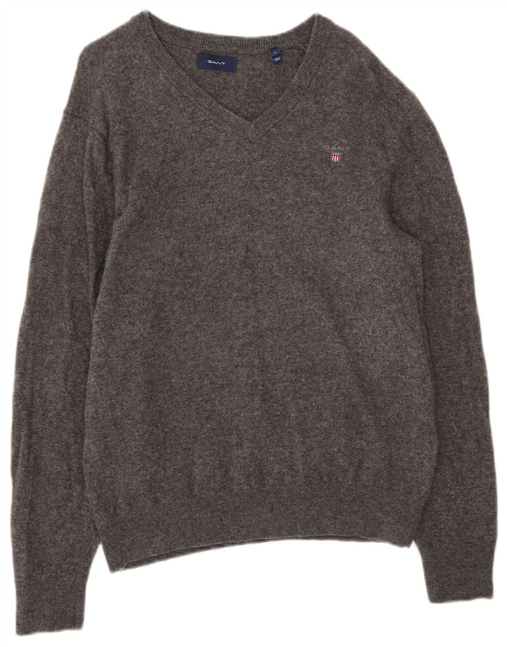 Gant Dame V-hals sweater UK 16 Stor Grå Uld