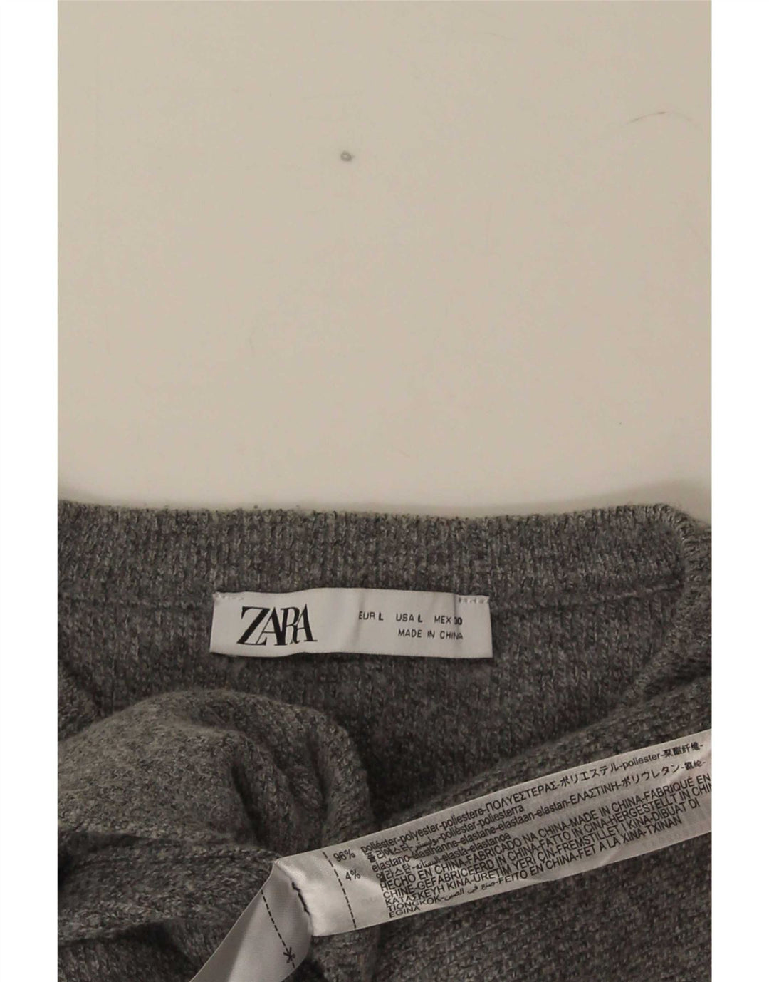 Zara Dame Cardigan Sweater UK 14 Large Grå Polyester