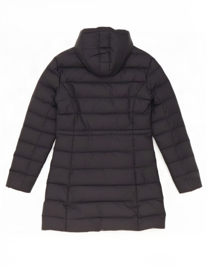 Benetton Dame Hætte Polstret Frakke IT 44 Medium Sort Polyester