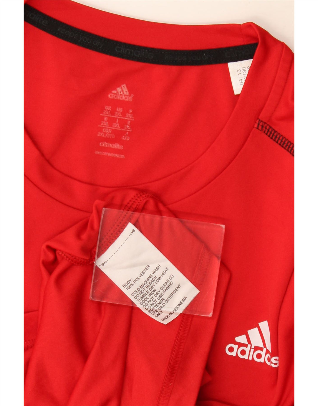 ADIDAS Herre Climalite T-Shirt Top 2XL Rød Colourblock Polyester