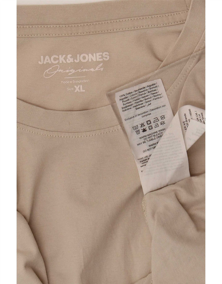 Jack & Jones Herre T-Shirt Top XL Beige Bomuld