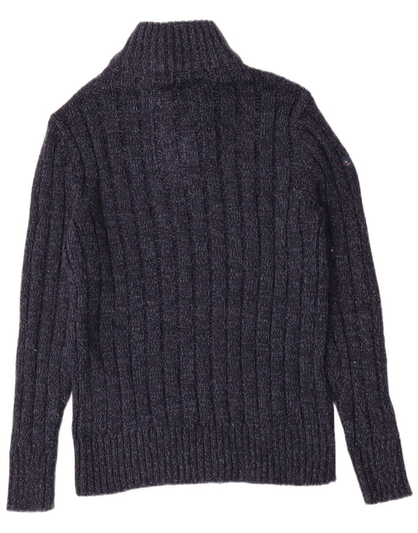 Superdry Slim Fit Sweater med lynlåshals til mænd Medium Navy Blue Flecked
