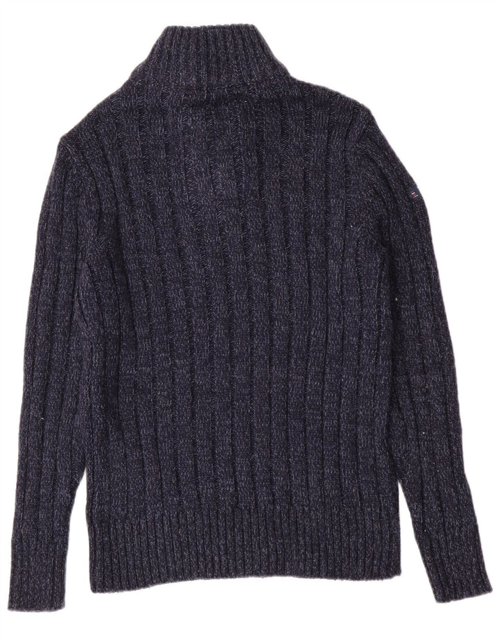 Superdry Slim Fit Sweater med lynlåshals til mænd Medium Navy Blue Flecked