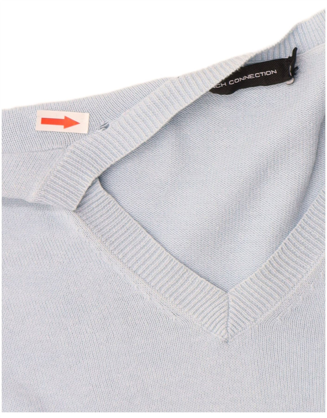 French Connection Dame V-hals sweater UK 14 Medium Blue Bomuld