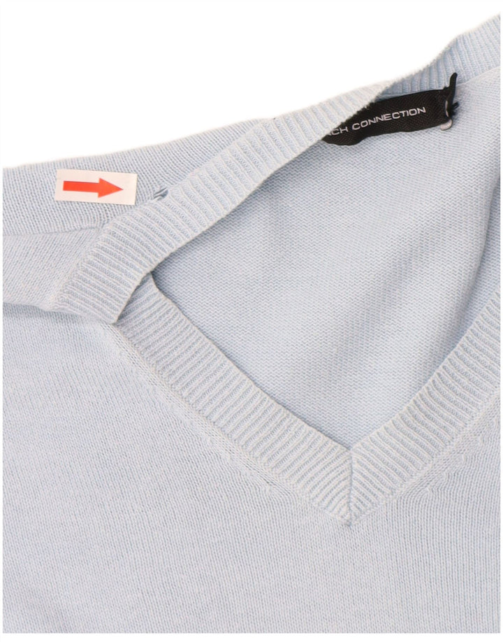 French Connection Dame V-hals sweater UK 14 Medium Blue Bomuld