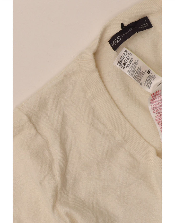 Marks & Spencer Dame V-hals sweater UK 12 Medium Off White
