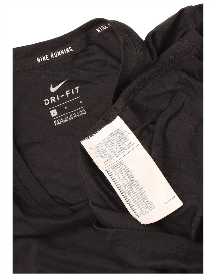 Nike Dame Dri Fit Running T-Shirt Top UK 16 Stor Sort Polyester