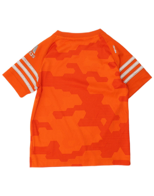 ADIDAS Boys Climalite Grafisk T-Shirt Top 3-4 år Orange Geometrisk