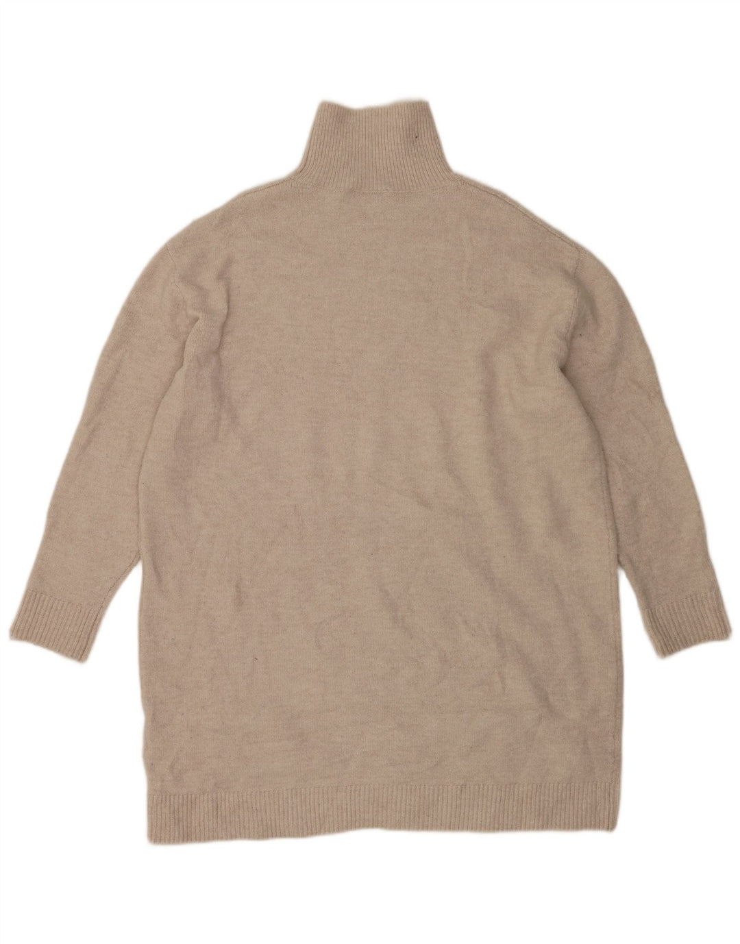 Zara Dame Langærmet Oversized Jumper Kjole UK 10 Small Beige Polyester