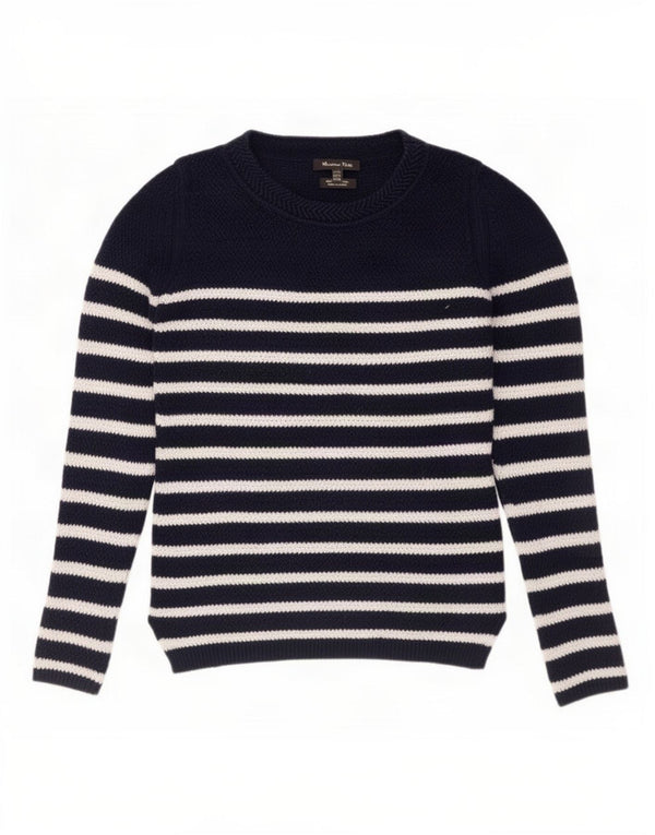 Massimo Dutti Herre sweater med rund hals XS Marineblå stribet bomuld