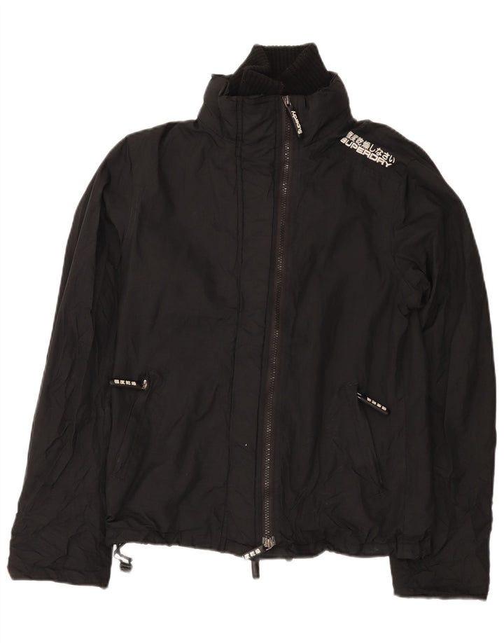 Superdry piger grafisk regnjakke 11-12 år Stor sort nylon
