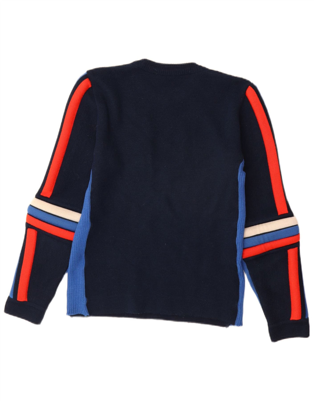 Vintage Herre Crew Neck Jumper Sweater IT 48 Medium Navy Blue Colourblock