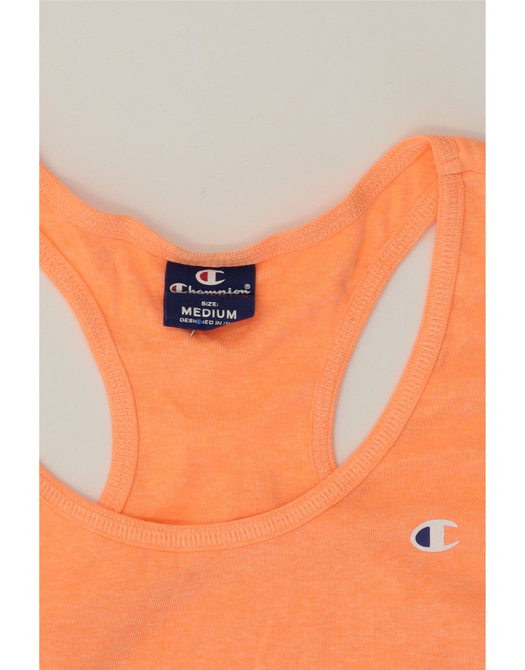 CHAMPION Womens Vest Top UK 12 Medium Orange Cotton Vintage Champion and Second-Hand Champion from Messina Hembry 