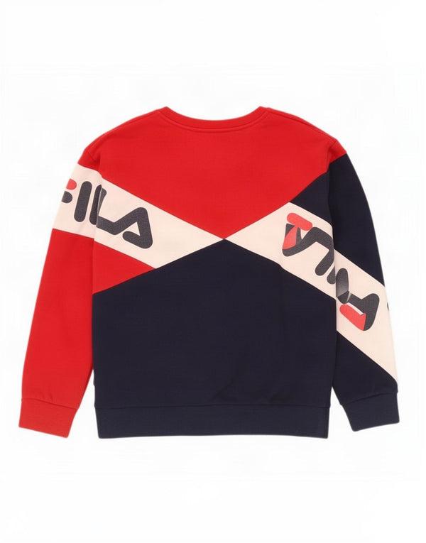 Fila Dame Grafisk Sweatshirt Jumper UK 18 XL Marineblå Colourblock Bomuld