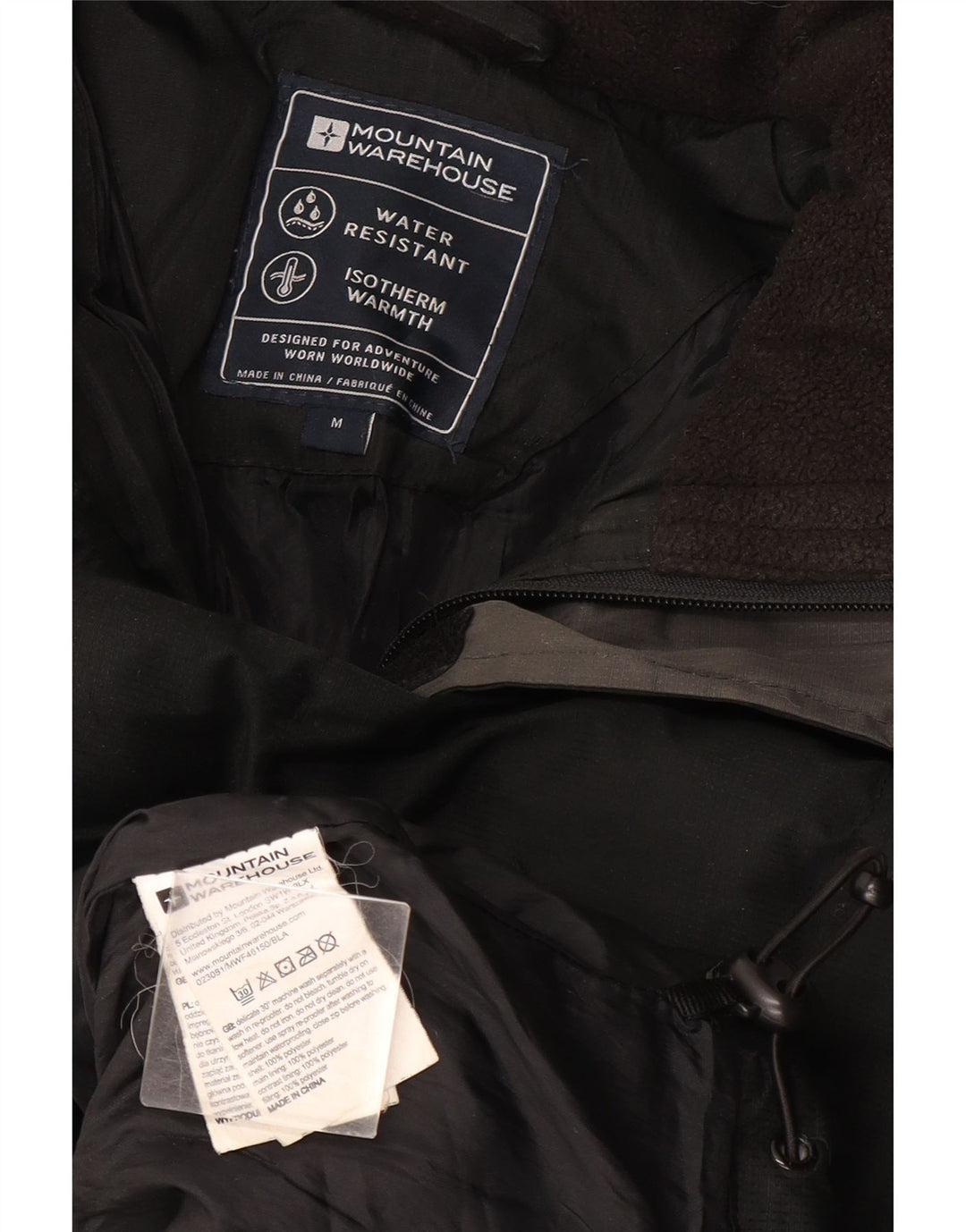 Mountain Warehouse Herre hættepolstret jakke UK 38 Medium Sort Polyester