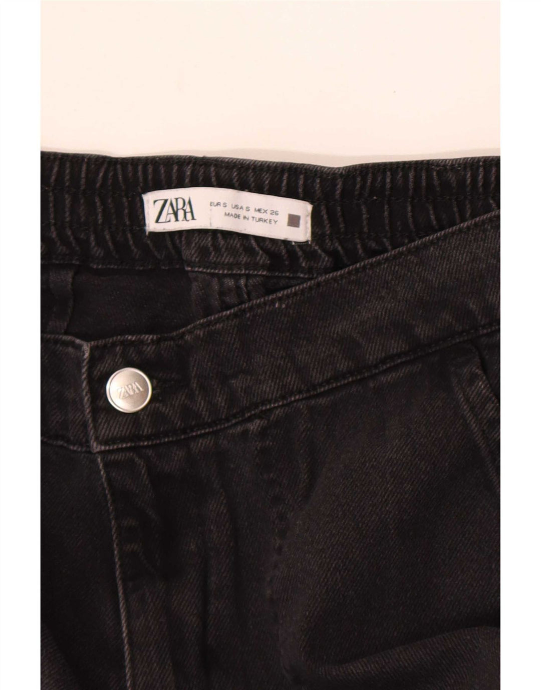 Zara Dame Cargo Jeans med brede ben Small W26 L28 Sort