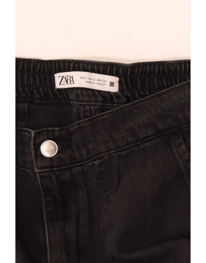 Zara Dame Cargo Jeans med brede ben Small W26 L28 Sort