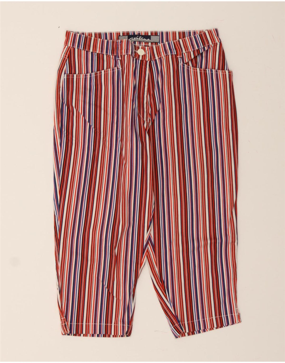 AVITANO Womens Capri Trousers IT 44 Medium W32 L20 Multicoloured Striped Vintage Avitano and Second-Hand Avitano from Messina Hembry 