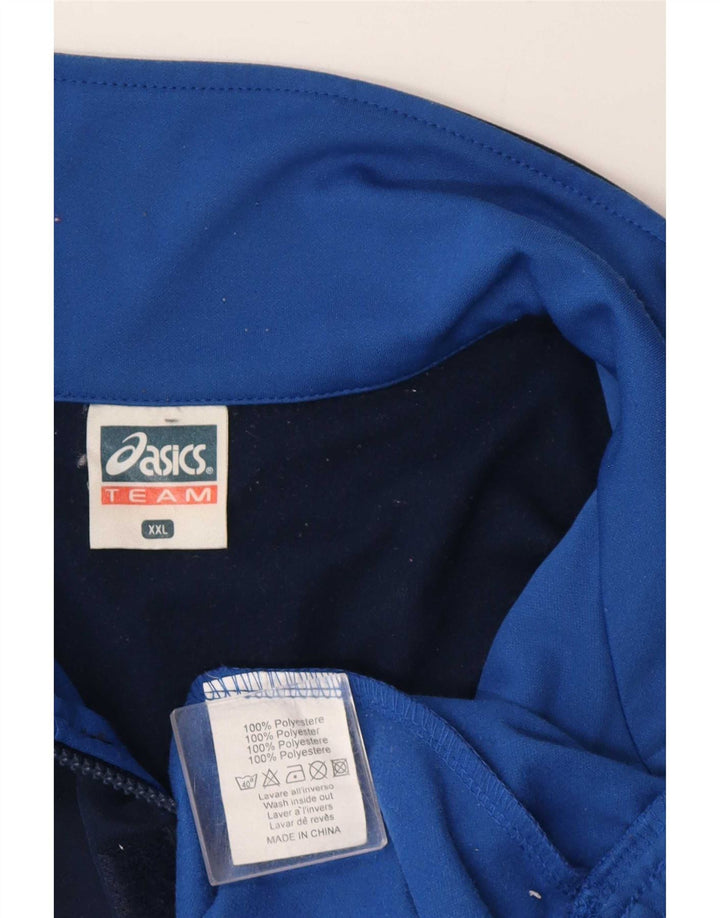 Asics Herre Grafisk Zip Neck Pullover Træningsdragt Top 2XL Blå Colourblock