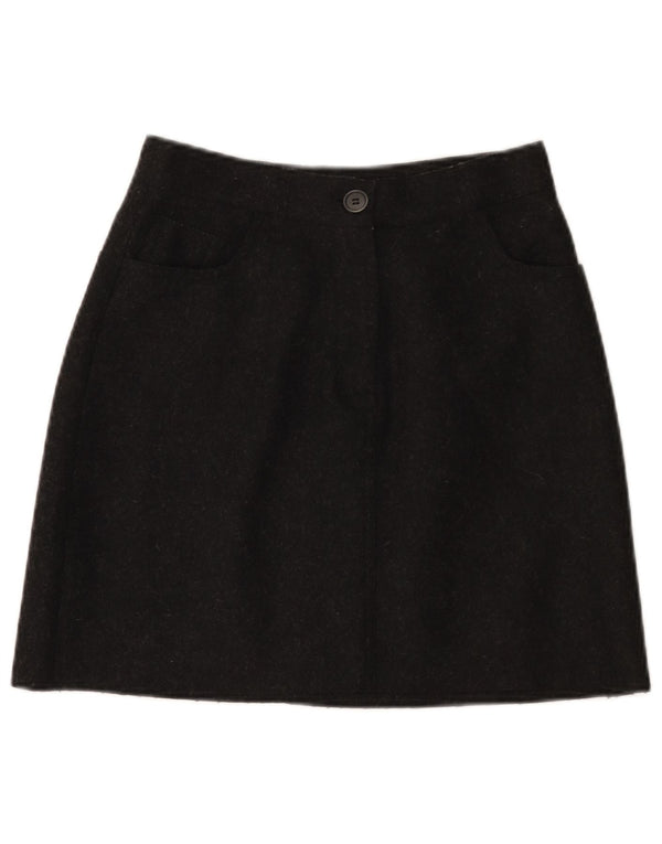 VINTAGE A-Line nederdel til kvinder IT 42 Medium W26 Sort Uld