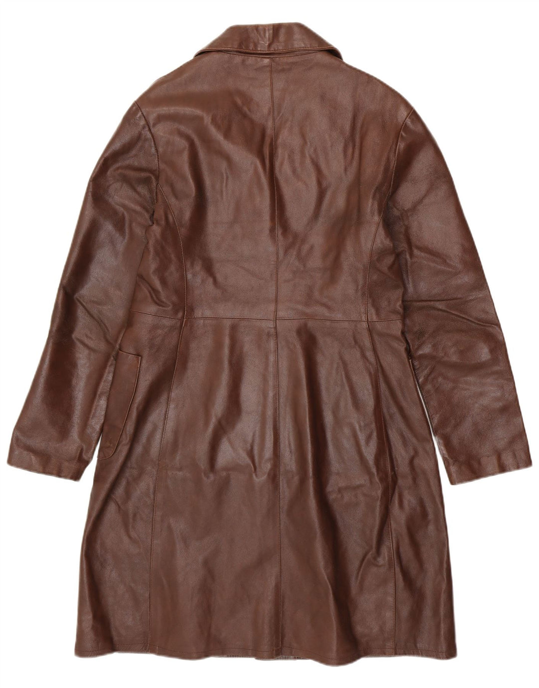 VINTAGE læderfrakke til kvinder UK 18 XL brunt læder