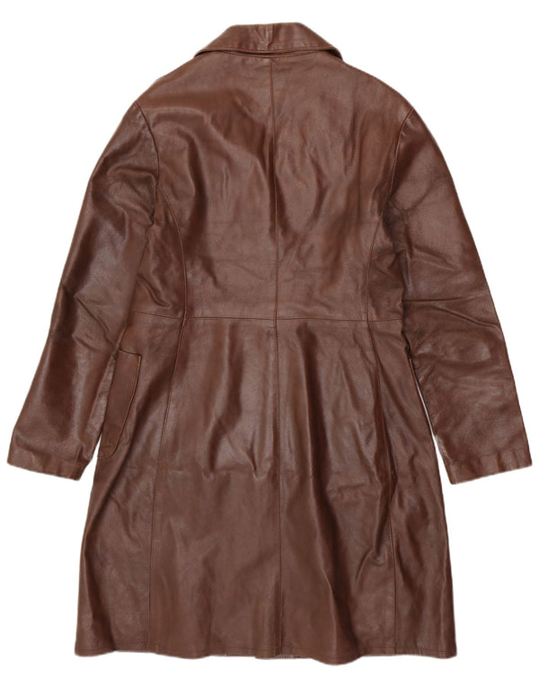 VINTAGE læderfrakke til kvinder UK 18 XL brunt læder