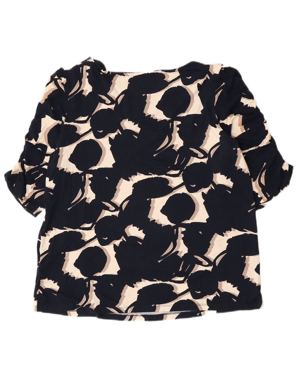 Phase Eight Dame Bluse Top UK 18 XL Navy Blue Floral Viscose