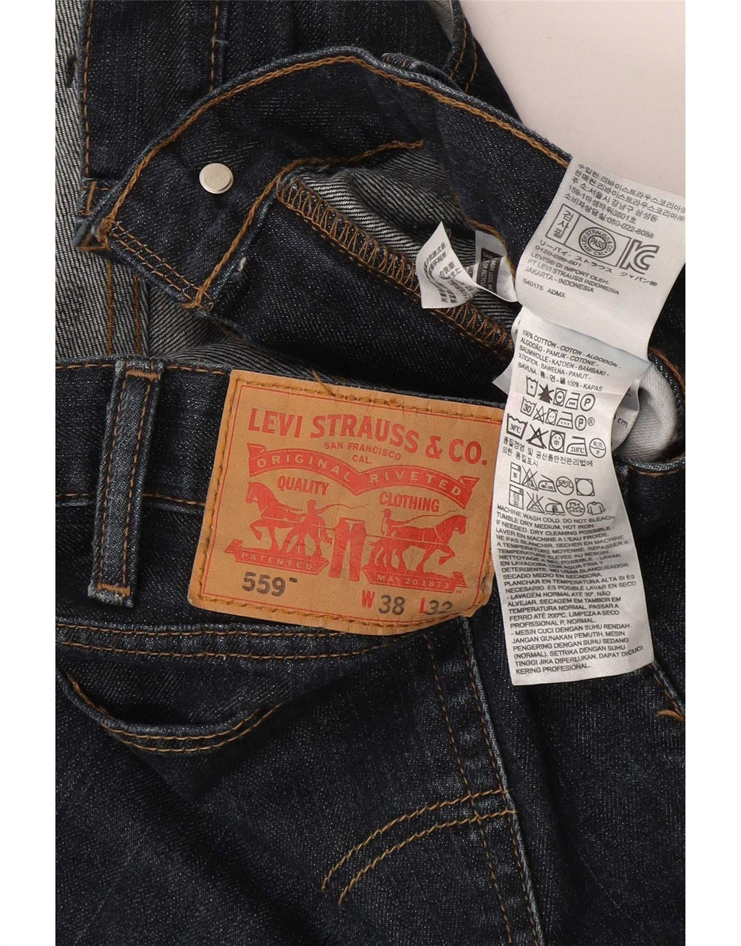 Levi's Herre 559 Straight Jeans W38 L32 Marineblå Bomuld