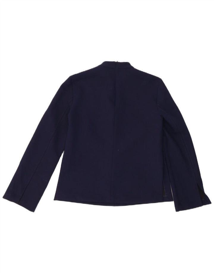 Zara Dame Langærmet Bluse Top UK 6 XS Navy Blue Polyester