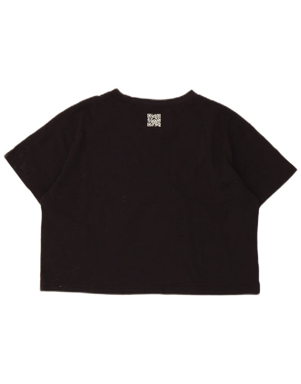 Champion Womens Crop T-Shirt Top UK 10 Small Black Cotton