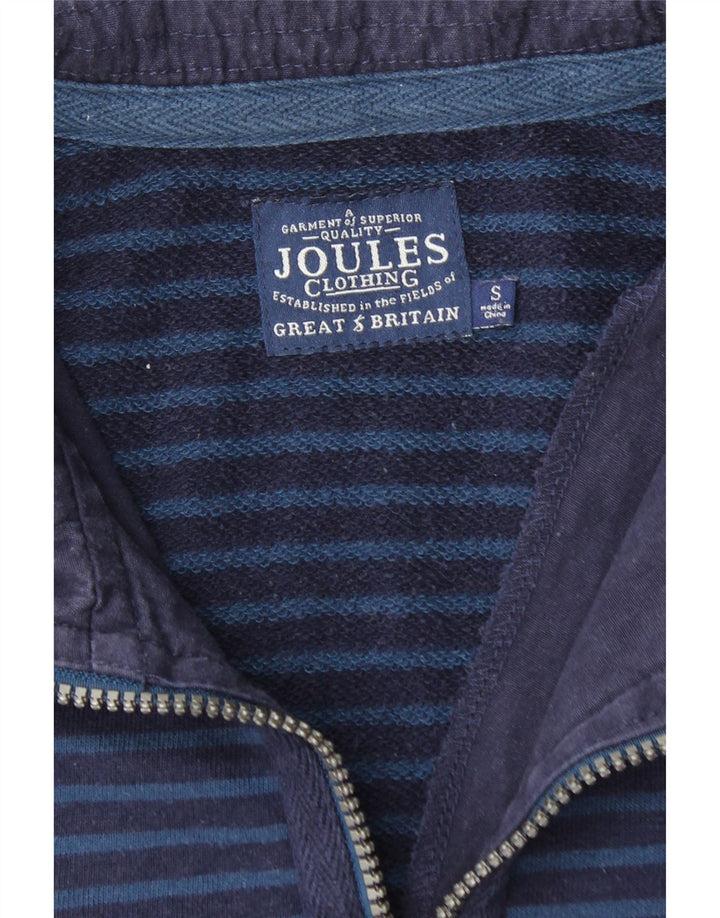 JOULES Mens Zip Neck Sweatshirt Jumper Small Navy Blue Striped Cotton