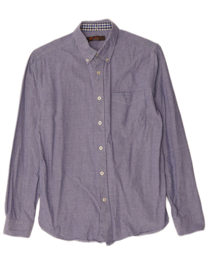 BEN SHERMAN Herreskjorte lille blå bomuld