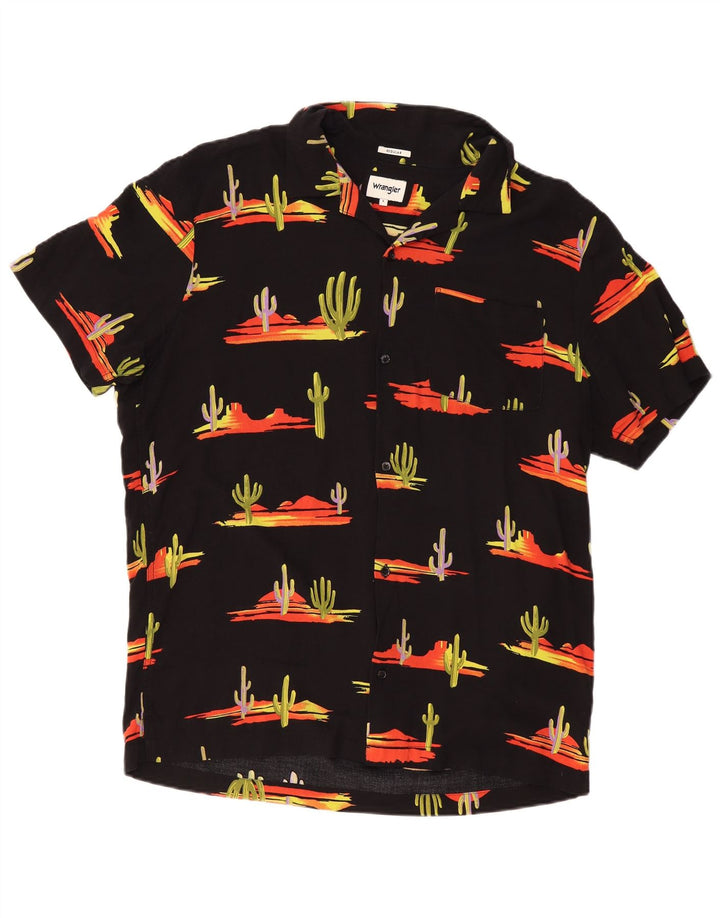 WRANGLER Herre almindeligt abstrakt mønster kortærmet skjorte, stor sort