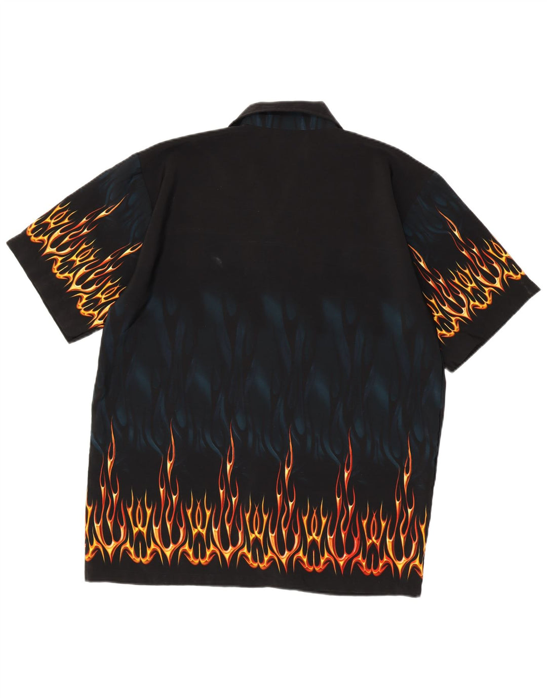 Vintage herre abstrakt mønster kortærmet skjorte medium sort polyester